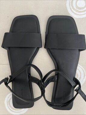 Forever 21 Black Square Strap Ankle Sandals